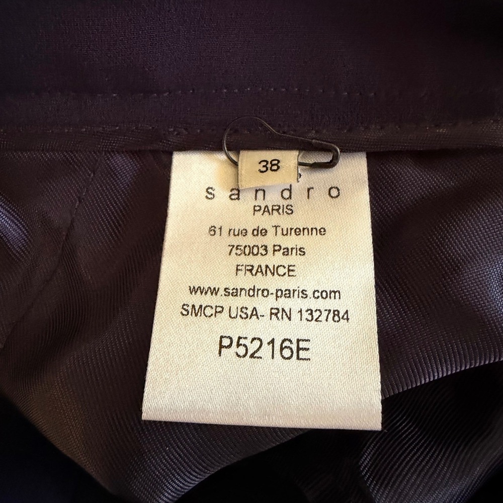 Sandro Paris Womens Navy  Gold Button Sailor Trousers High Waist Pants Size 38 - Picture 13 of 14